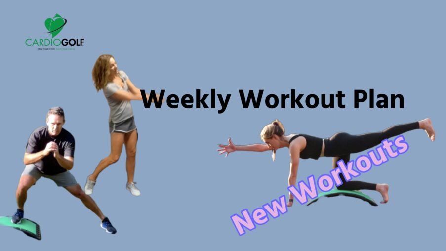 This is your  CardioGolf® Online Studio  Weekly Workout Plan.  There is a week’s worth of workouts for you to complete. This is an easy way to plan your entire workout ahead of time, and move seamlessly from one workout video to the next.